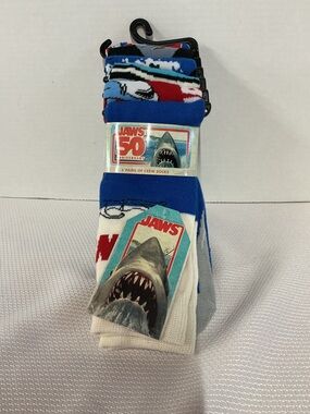 Universal Jaws Crew Socks in Red, Blue, Black, White